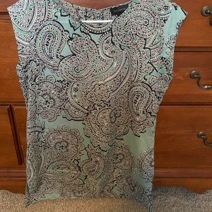 Paisley mint green and black blouse